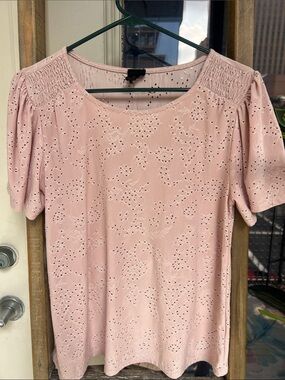 W5 Blush Pink Eyelet Puff Sleeve Blouse